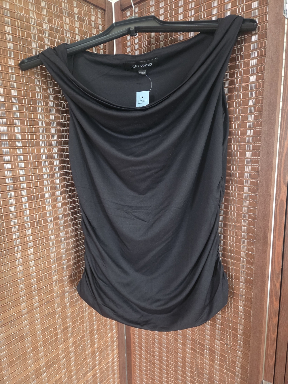 LOFT Black Draped Neck Sleeveless Top